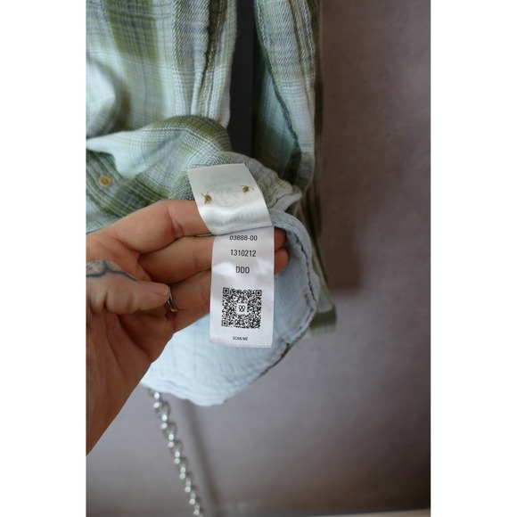 OUTERKNOWN Blanket Shirt Mens Plaid Long Sleeve Button Up Green Blue Size L - Picture 11 of 12
